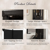 Eyisean Lighted Corner Curio Cabinet 70" Glass Display Cage with 6 Tempered Adjustable Shelves, Freestanding Home Bar Cabinet with Door, Rack for Liquor Storage and Living Room (Black) Eyisean