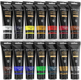 ARTEZA Acrylic Paint Set of 14 Colors, 4.06 Ounce Tubes, Non-Toxic Acrylic Artist Paints. Art Supplies for Painting ARTEZA