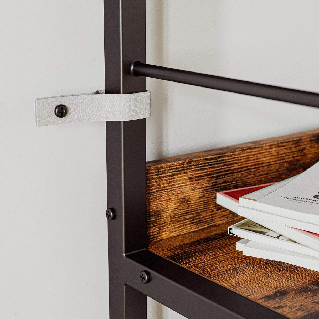 IRONCK Vintage Industrial 5-Tier Ladder Bookshelf with Metal Frame in Rustic Brown IRONCK