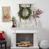 Nearly Natural 24in. Holiday Christmas Pre-Lit Cascading Pine Artificial Wreath Nearly Natural
