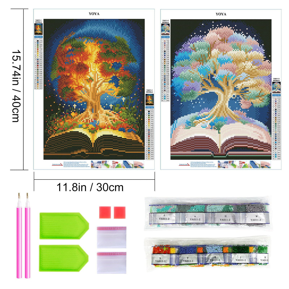 YOYA 2 Pack Tree of Life Diamond Art Painting Kits, 5D Tree of Life Diamond Painting Kits, Full Drill Diamond Dots Paintings for Home Wall Decor 12 x 16 Inch YOYA