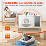 Hersinsem Cat Litter Box Enclosure Furniture with Double-Layer Litter Mat,Designer-Crafted Litter Box Furniture,Hidden Litter Box Serve as Side End Table&TV Table Fits Most Litter Boxes HERSINSEM