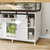 VOWNER Farmhouse Reptile Tank Stand with Power Outlet, 48" X 24" Tabletop Fits up 120 Gallon Bearded Dragon Tank, Heavy Duty Aquarium Stand with Storage Cabinet, Reptile Turtle Terrarium Stand White VOWNER