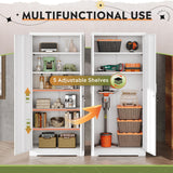 DEVAISE Garage Storage Cabinet, Metal Storage Cabinet with 2 Doors and 5 Adjustable Shelves, 71'' Lockable Steel File Cabinet, White Storage Cabinet for Home, Office, Garage, Shool, Gym DEVAISE