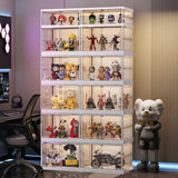 liowdce 6-Tier Curio Cabinet with Door, 67" High Display Cabinet, Foldable Curio Display Cabinet&Display Case for Collectibles, Toys, Books, for Playroom, Bedroom, Study Room liowdce