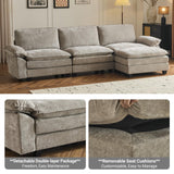 VINGLI 122" Cloud Double-Layer Deep Convertible Sectional Sofa, Comfy L-Shape 3-Seat Couches for Living Room, Modern Couch with Movable Ottoman for Small Space, Light Grey, Chenille VINGLI