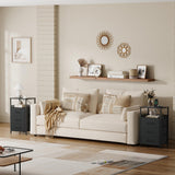 JARHETUN Night Stand Set 2 with Charging Station, 3 Drawer Nightstands with LED Lights, End Table with Outlets and USB Ports, Side Table with Open Shelf, Bedside Tables for Bedroom, Black JARHETUN