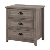Walker Edison Hazel Modern Farmhouse 3 Drawer Framed Nightstand with Half-Moon Handles, 25 Inch, Grey Wash Walker Edison