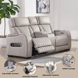 Signature Design by Ashley Boyington Contemporary Leather Match Power Reclining Loveseat with Console and USB Charging Ports, LED Lights and Adjustable Headrest, Light Gray Signature Design by Ashley