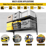 Aecxm 1pack×2 Tier 1.3x3ft Garage Shelving Wall Mounted, 400 lbs Load Capacity,15.6x36inch per Shelf Height Cassette Adjustable Floating Shelves, Black Aecxm