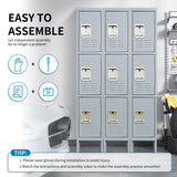 FLIXELIO Metal Lockers for Employees 66" H Tall Storage Locker with Lock Gym Locker Cabinet with 3 Doors Steel Wardrobe for Office Home School Staff Assembly Required FLIXELIO