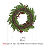 20 Inch Christmas Wreath with Pinecone Berries Christmas Decorations Front Door Wreath for Outdoor Indoor Party Wall Table Home Decor Brown Sign PGANDS