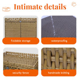 Cat Litter Box Enclosure Furniture Hidden Cabinet - Handwoven Rattan Pet House with 2 Removable Mats - Large Foldable Design for Privacy - Fits Living Room, Bedroom, Balcony Natural Neti Neti