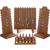 Jerify 4 Pieces Wood Necklace Display Holder Wood Plank Necklace Jewelry Display Ring Display for Selling Necklace Holder Stand Finger Ring Display for Jewelry Showcase Storage Home Display Jerify