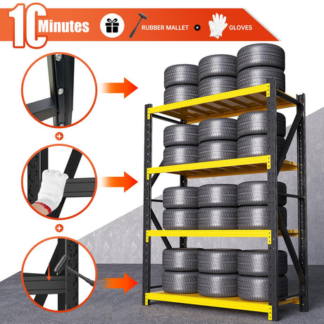 SXJJAR 5000LBS Garage Shelving Heavy Duty, 59” W Storage Shelves, 4-Tier Adjustable Metal Storage Shelves, Steel Industrial Shelving Unit, Metal Shelving for Garage, Basement, Warehouse (59x20x79in) SXJJAR