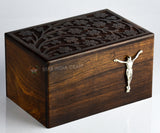 Handmade Tree of Life Adult Wooden Cremation Urns for Human Ashes by STAR INDIA CRAFT - Dark Brown Wooden Pet Urns for Dogs, Wooden Funeral Urns, STAR INDIA CRAFT
