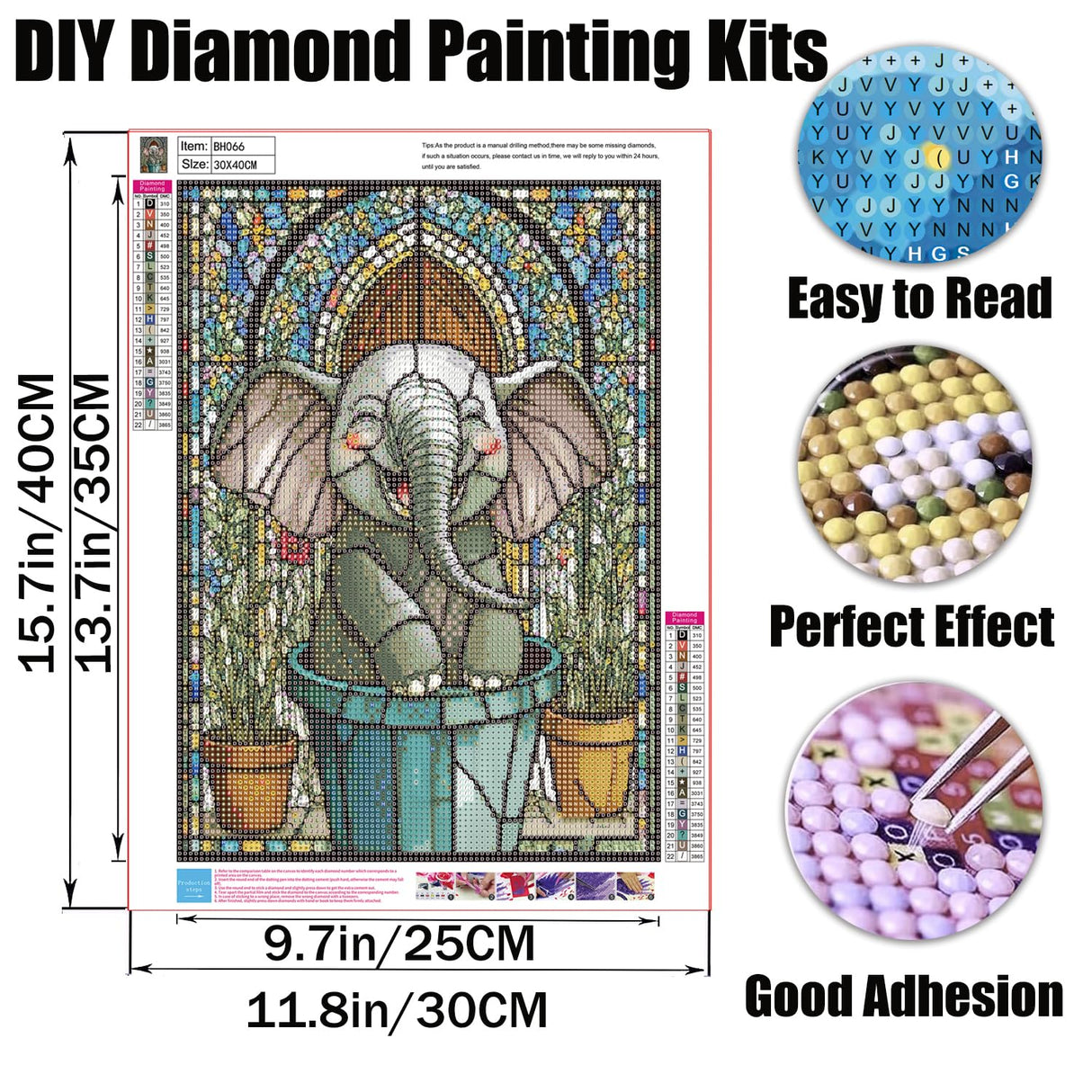 Cute Elephant Diamond Painting Kit for Adults & Beginners - 5D Full Round Drill Animal DIY Art for Home Wall Decor, Relaxing Stress Relief Gift for Women, Mom12x16 Inch Generic