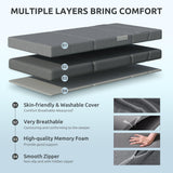 Youzi Folding Sofa Bed, Foldable Mattress for Bedroom and Living Room, 6 Inches Single Four-fold Floor Sofas for Guests, Sofa Bed Chair Floor Mattress with Washable Cover, Dark Gray, 75" x 25" x 6" Youzi