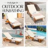 IDZO Upgraded Cushion Outdoor, 500lbs Capacity Patio Pool Loungers, Stackable and Foldable Design, Reclining Backrest, Federica Wood Chaise Lounge_Brown IDZO