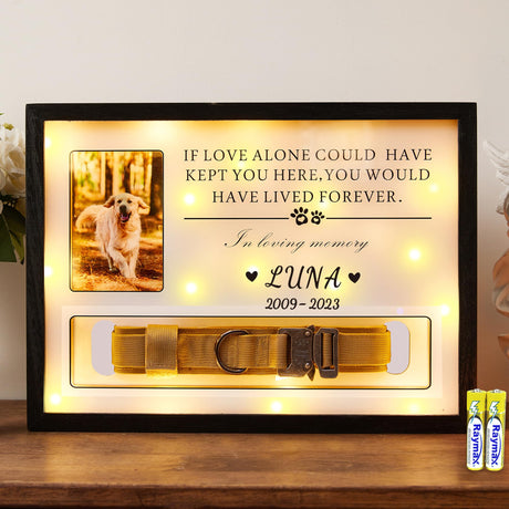 Pet Memorial Picture Frame Dog Collar Shadow Box 14"x11", Sympathy Remembrance Gift Keepsake for Loss of Dog or Cat, for Most Large Size Collars HKBS