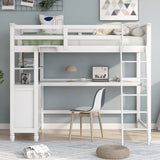 Harper & Bright Designs Twin Size Loft Bed with Desk and Dresser, Wooden Loft Bed Twin with Storage Drawers and Shelves for Kids Teens Adults, No Box Spring Needed, White Harper & Bright Designs