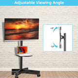 Mobile TV Carts on Wheels for 21-60 Inch Flat/Curved Panel Screens TVs - Height Adjustable Floor Trolley Stand with Shelf Holds up to 77lbs - Max VESA 400x400mm XINLEI