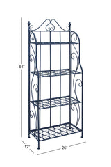 Deco 79 Metal Scroll Indoor Outdoor Tall Folding 4 Shelf Bakers Rack, 25" x 12" x 64", Black Deco 79