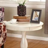 Roundhill Furniture Rene Round Wood Pedestal Side Table, Single, Antique White Roundhill Furniture