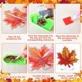 DoubleFill 9 Pcs Luminous Thanksgiving Diamond Painting Tabletop Decor Double Sided Fall Maple Leaf Diamond Art Kits for Adults Glow in The Dark Thanksgiving Centerpieces for Table Desktop DIY Crafts DoubleFill