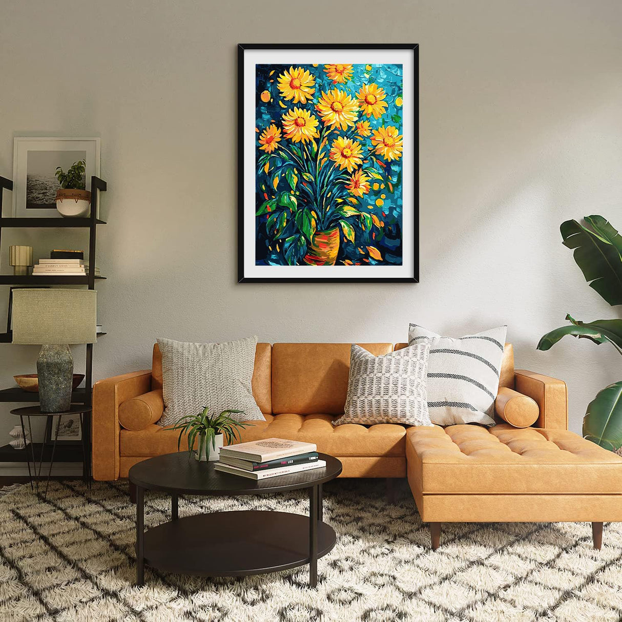 QUITEDEW Paint by Numbers Kit for Adults Flowers,Sunflower Adult Paint by Numbers on Canvas,DlY Oil Painting for Home Wall Decoration 16x20 Inch QUITEDEW