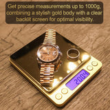 Street Kingz Gold Digital Jewelry Scale - High Precision 1000g Capacity Portable Food Scale with Multi- Unit Conversion & Piece Counting - Mini Scale Includes 2 Weighing Bowls Street Kingz