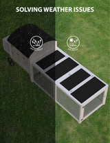 VerisShade Chicken Coop, Wooden Chicken Coop for 3-5 Chickens, 106in Outdoor Chicken Coop with Run, Waterproof Roof, Nesting Box, Pull Out Trays and Ramp, White Carriage VerisShade