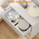 RoyalCraft Wide Nightstand with 3 Drawers, White Nightstand for Bedroom, Large End Table Bedside Table for Home and Office RoyalCraft
