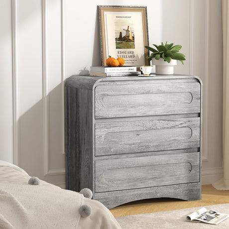 3 Drawer Dressers for Bedroom, 32" Wide Wood Storage Dresser & Chest of Drawers Organizer, Large Modern Dressers with 3 Drawer Storage Organizer for Bedroom Living Room Hallway Closet, Grey SOLACE FURNITURE