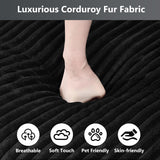 130" Oversized Cloud Couch Large Modular Sectional Sofa Modern U Shaped Sectional Couch 6 Deep Seat Sofa Set for Living Room Comfy Plush Corduroy Cloud Sofa with Ottoman, USB Port, Cup Holder, Black ONEMMLION