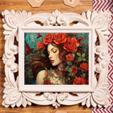 VNUIEHG Red Roses Paint by Numbers Kits 16x20 inch Canvas DIY Digital Oil Painting for Adults with Brushes and Acrylic Pigment, Flowers and Beautiful Women Picture for Home Decor Gift (Without Frame) VNUIEHG