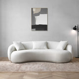 Acanva Mid Century Modern Curved Living Room Sofa, 4-Seat Boucle Fabric Couch for Bedroom, Office, Apartment, White Acanva