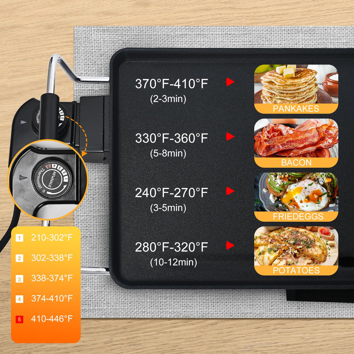 AEWHALE Electric Nonstick Extra Larger Griddle Grill-35" Teppanyaki Grill BBQ with Adjustable Temperature &Insulated Handles for Indoor/Outdoor AEWHALE