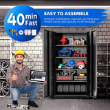 INTERGREAT Metal Garage Storage Cabinet with Lock, 72" Storage Cabinet with Locking Doors and 4 Adjustable Shelves, Lockable Steel Tool Cabinet for Home Office, School, Black INTERGREAT