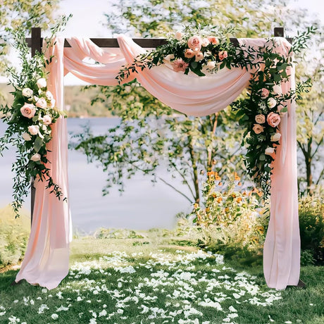 Yaseingoo Wooden Wedding Square Arch 7.2ft Backdrop Stand for Ceremony, Rustic Wedding Arches for Indoor Proposal Party, Elegant Wooden Arch for Outdoor Lawn Forest Wedding Decoration Yaseingoo