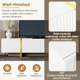 Merax Luxury Fluted TV Stand for Televisions Up to 80'', Modern Entertainment Center with Storage Cabinets & Drawers and Golden Wood Grain Legs, Smooth Media Console, for Living Room, White Merax