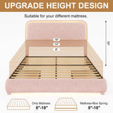 King LED Bed Frame with 2 Drawers, Teddy Fleece Rounded Corner Storage Platform Bedframe with Upholstered Headboard, No Box Spring Needed, Noise Free, Easy Assembly, Pink SIBEDS