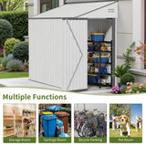 Lyngins 4x8 Lean to Metal Shed - White, Heavy-Duty Outdoor Storage for Bikes, Tools, Lawn Mowers & Firewood, Rust-Resistant Wall Side Design Sheds with Lockable Door, Waterproof Coating & Sloped Roof Lyngins