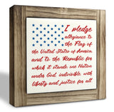 Patriotic Wood Plaque Sign, I Pledge Allegiance to the Flag of United States of America, Box Wood Plaques Desk Décor, American Flag Wooden Sign, 4th of July Wood Decoration, Independence Day Decor XJCUG