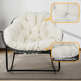 Outdoor Rocking Chair, Oversized Patio Papasan Rocking Chair with Cushion, Ottomans, Side Table, Large Egg Royal Rocking Lounge Chairs for Patio Porch Garden Backyard, Grey (Three Piece Set) LISRUX