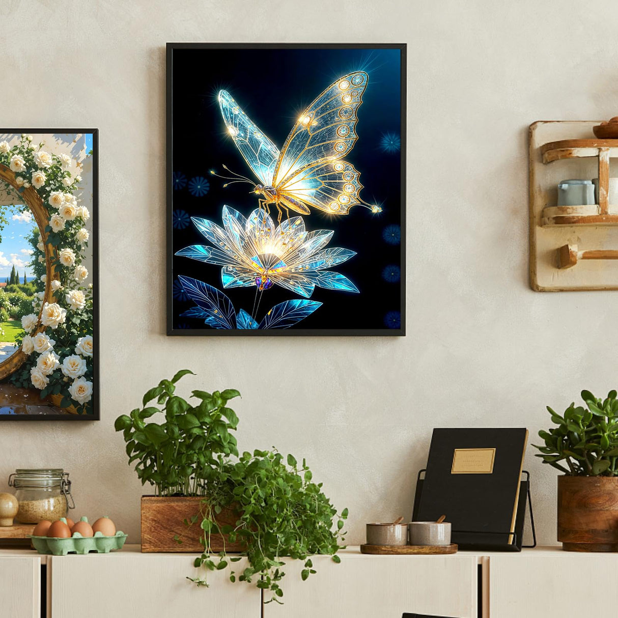 Diamond Art Kits for Adults, 5D Light and Butterfly DIY Diamond Painting Crafts for Home Wall Decor, Ideal Gifts for Art Lovers 12×16inch ILYUFO