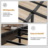 PAUKIN King Size Wooden Bed Frame with Headboard, Rustic Farmhouse Platform Bedframe with Metal Slat Support, Under Bed Storage Space, Easy Assembly, Noisy Free (Black, King) PAUKIN