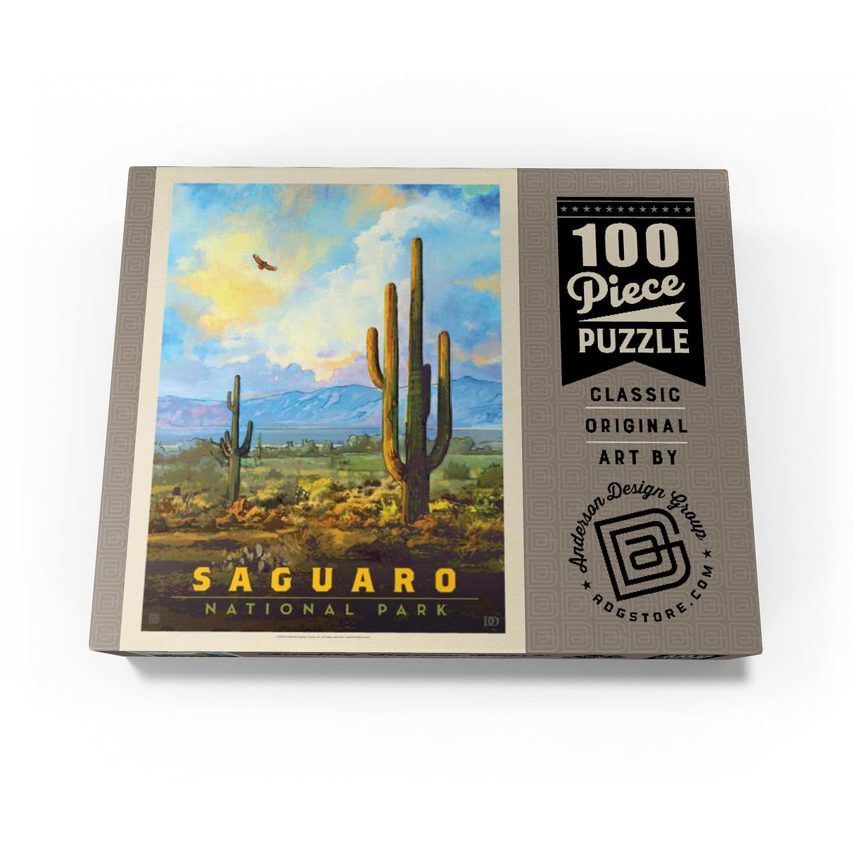 MyPuzzle Saguaro National Park: Desert Daybreak, Vintage Poster - Premium 100 Piece Jigsaw Puzzle for Adults MyPuzzle.com