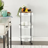Deco 79 Metal Kitchen Rolling 3 Shelf Storage Cart with Wheels, 16" x 16" x 34", White, LARGE SIZE Deco 79