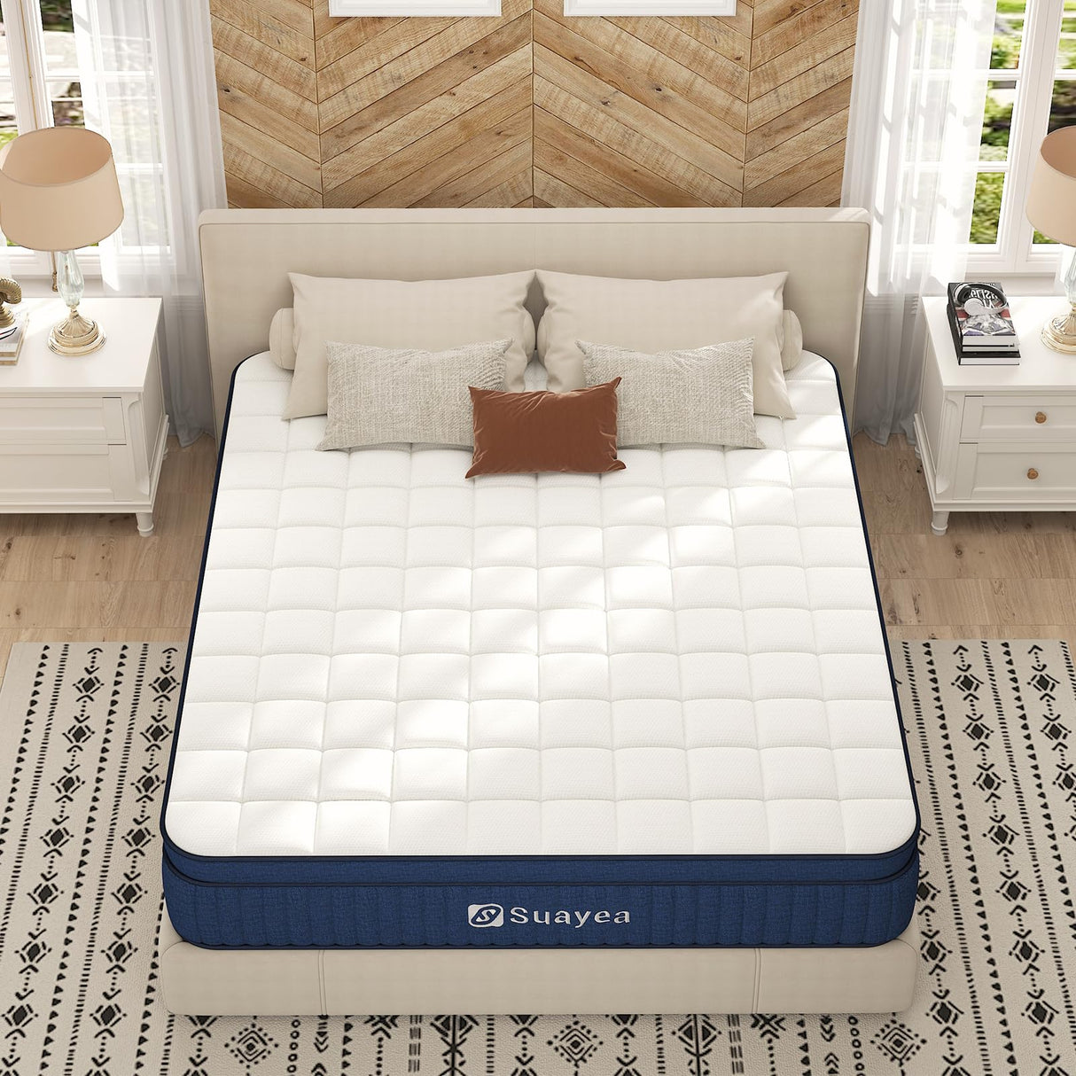 SUAYEA California King Mattress, 14 Inch Cal King Mattress in a Box, Ultimate Motion Isolation with Memory Foam and Pocket Spring Hybrid Mattress, Strong Edge Support, Medium Firm SUAYEA